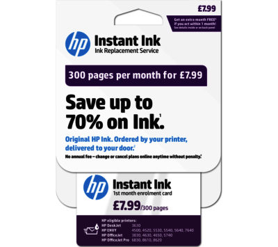 HP Instant Ink Enrollment card - 300 pages per month HP Instant Ink Enrollment card - 300 pages per month